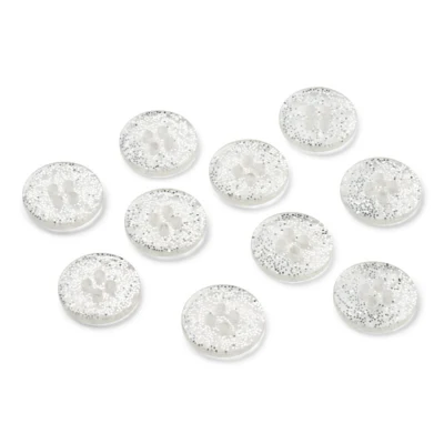 LindeHobby Botones de Purpurina, Plata, 15 mm, 10 uds