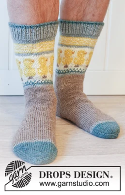 224-35 Dancing Chicken Socks by DROPS Design