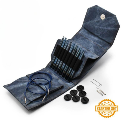 LYKKE Juegos de Agujas Intercambiables Circulares Indigo, Starter Set, Azul, 13 cm