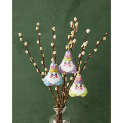 Conejos de Pascua con lazo pack de 3 6 x 7 cm
