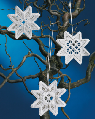 Kit de bordado Estrellas de Navidad 3 piezas 8 x 8 cm