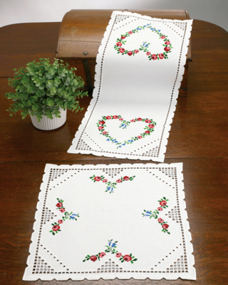 Kit de bordado Hardanger corazón 40 x 40 cm