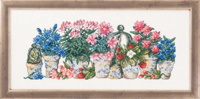 Kit de bordado Flores rosas/azules 38x17 R5355