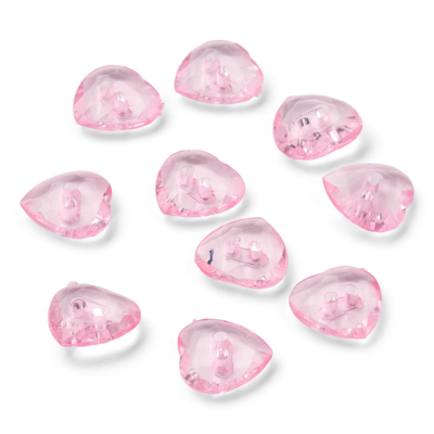 LindeHobby Botones de Cristal, Corazón, Rosa, 12 mm, 10 pcs