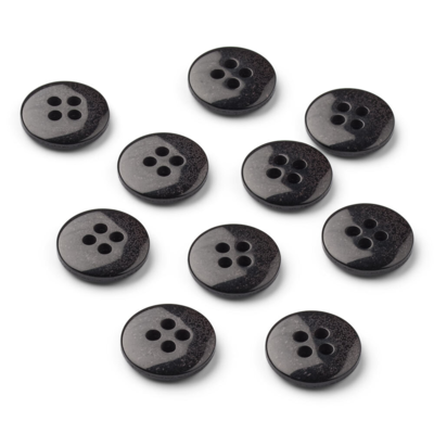 LindeHobby Botones con Purpurina, Negro, 12 mm, 10 uds