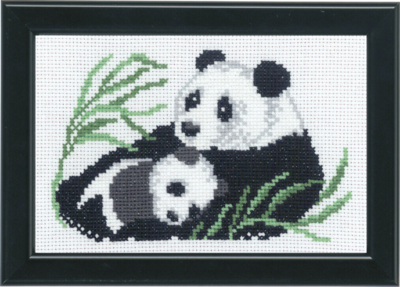 Kit de bordado Panda con cría 14 x 9 cm