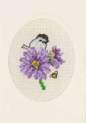 Kit de bordado Tarjeta de flores lila 9 x 13 cm