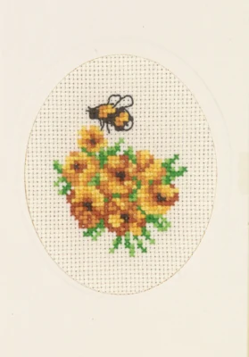 Kit de bordado Tarjeta de flores caléndula 9 x 13 cm