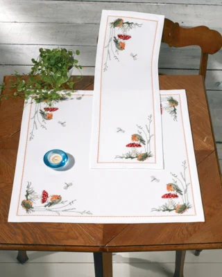 Kit de Bordado Petirrojo y Seta 56 x 56 cm