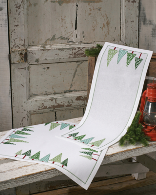 Kit de bordado Árboles de Navidad en fila 56 x 56 cm