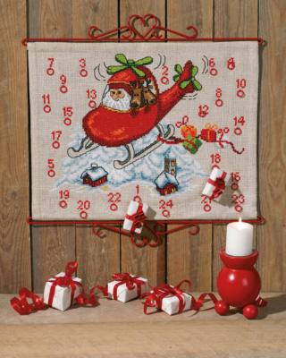 Kit de bordado Papá Noel en helicóptero 50 x 38 cm