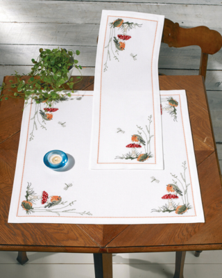 Kit de Bordado Petirrojo y Seta 23 x 67 cm