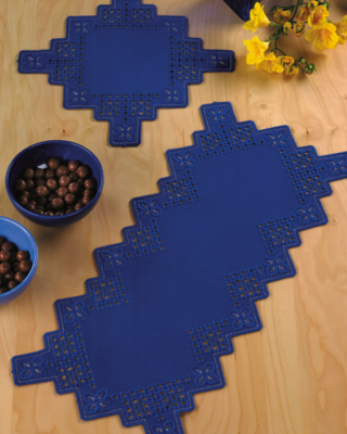 Kit de bordado Hardanger azul oscuro 28 x 60 cm