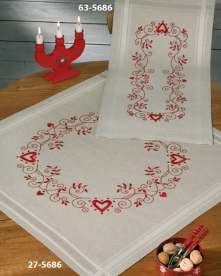 Kit de bordado Navidad en rojo 40 x 80 cm