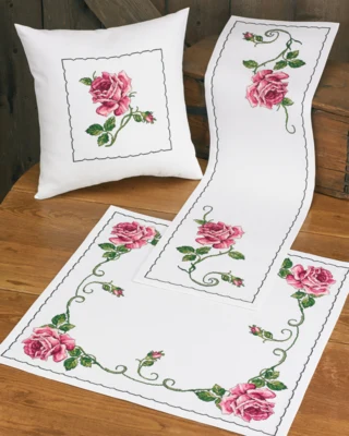Kit de Bordado Rosa 29 x 98 cm